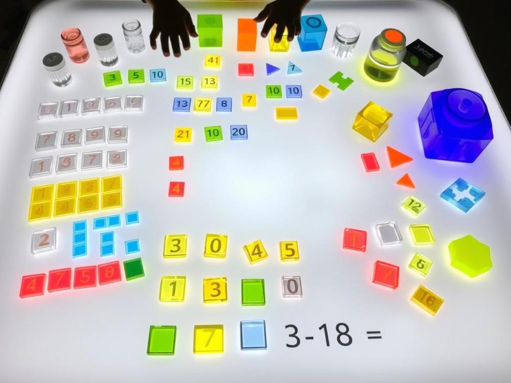 Math concepts on an LED activity table