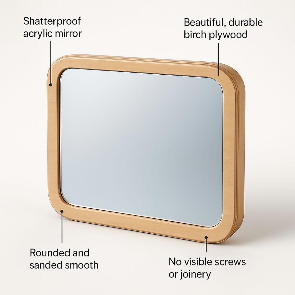 Safety features of shatterproof Montessori mirrors for children