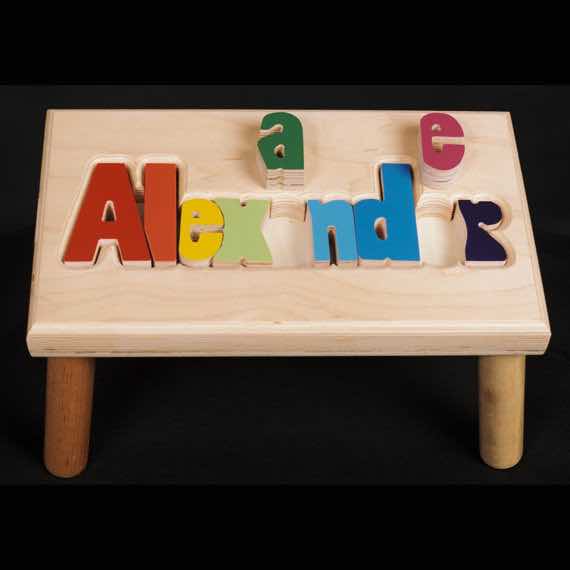 Classic personalized name puzzle stool for toddlers