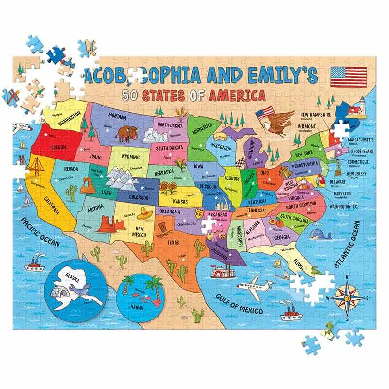 50 States USA Personalized Puzzle