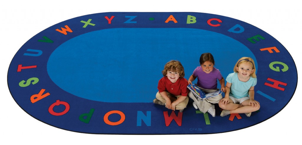 Alphabet Circletime Primary Oval Rug with Colorful ABCs for Kids