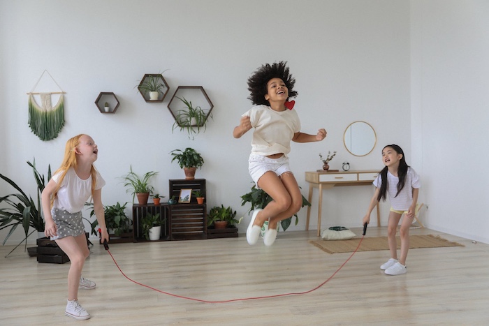 Children skipping rope