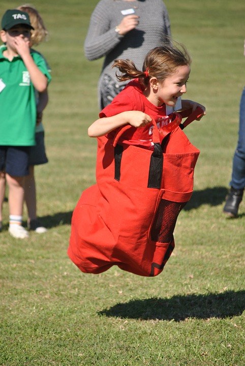 Children in Potato sack race