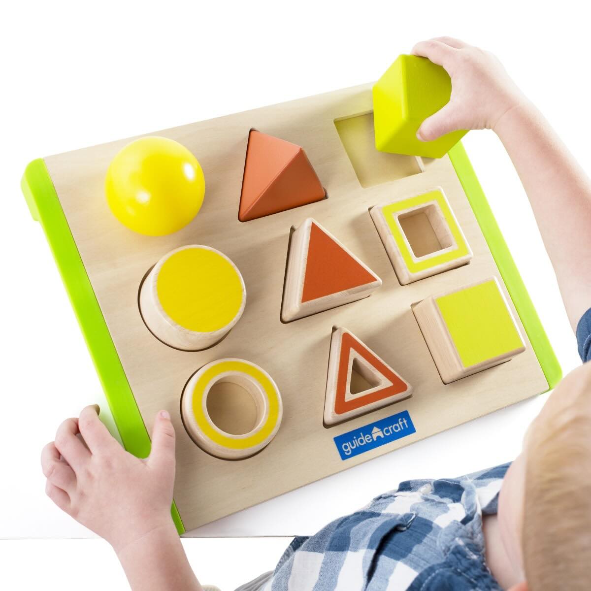 Guidecraft Spatial Concepts Sorter with Colorful Rubberwood Shapes