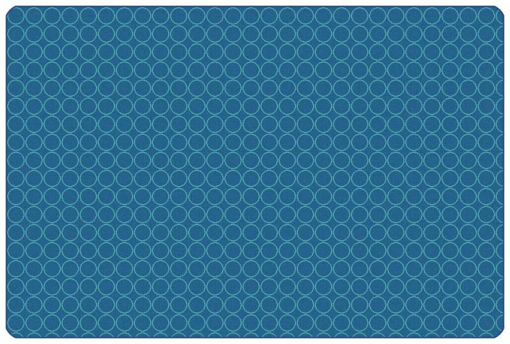 Overview of KIDSoft Comforting Circles Carpet in Blue/Teal