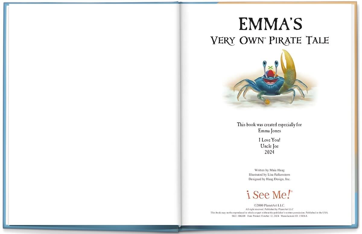 Personalized Pirate Storybook Specifications