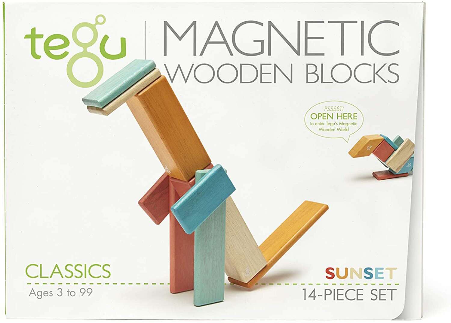 Tegu 14-Piece Magnetic Wooden Blocks Montessori Toy