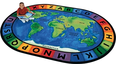 World Map Classroom Rug