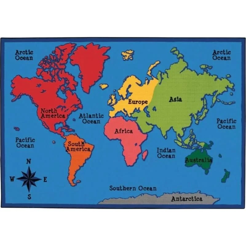 World Map Educational Rug for Kids